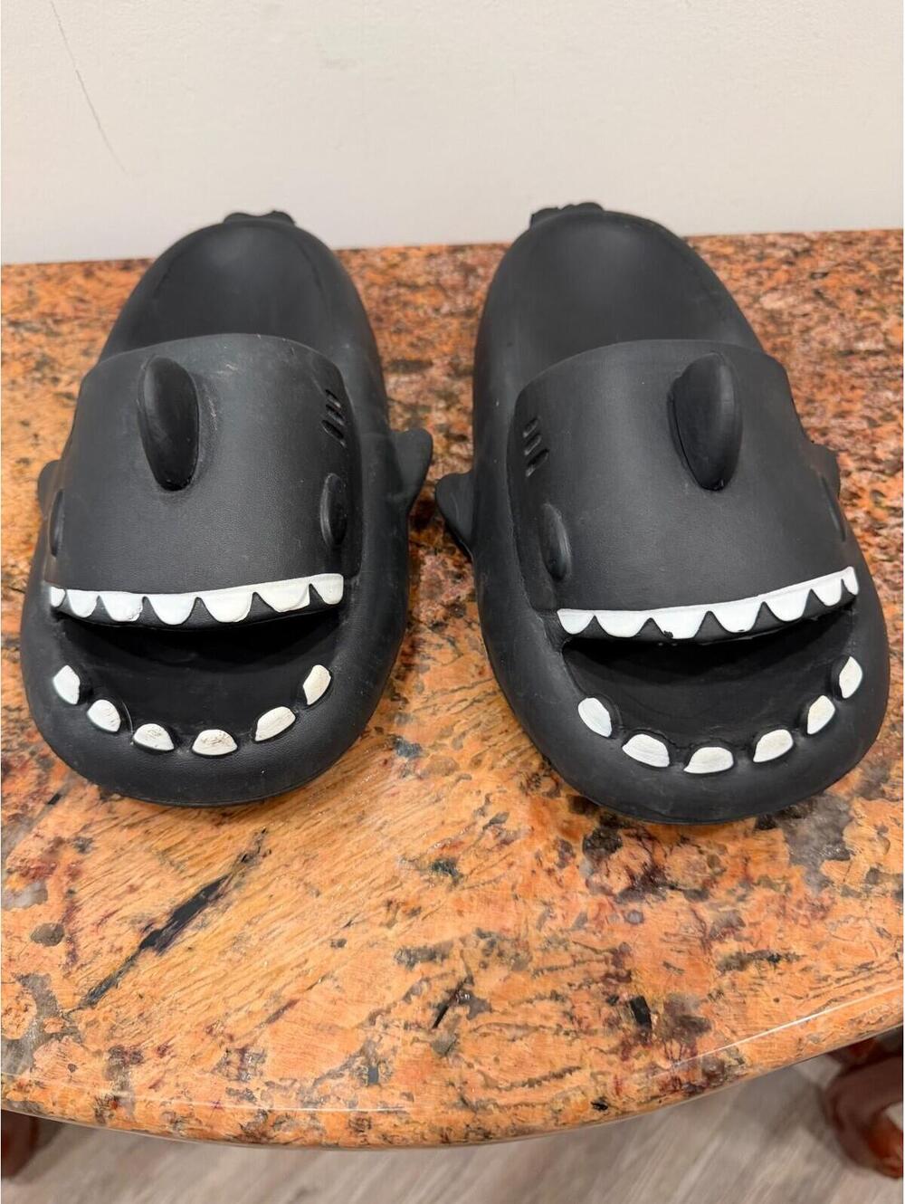 Men's Black Shark Slides Size 42-43